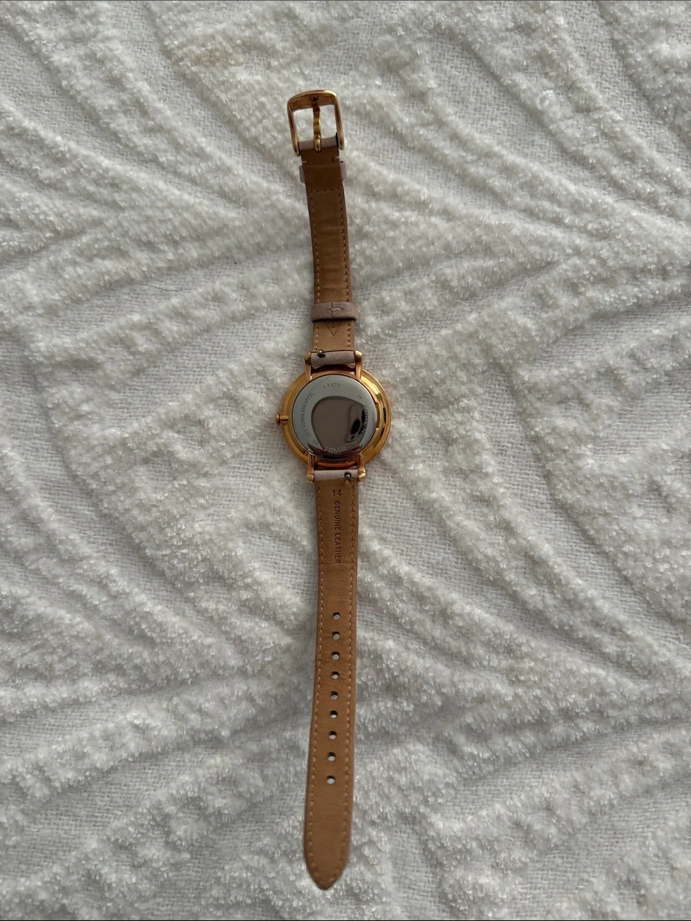 Fossil Women's Taupe Leather Strap Watch with Gold-Tone Case